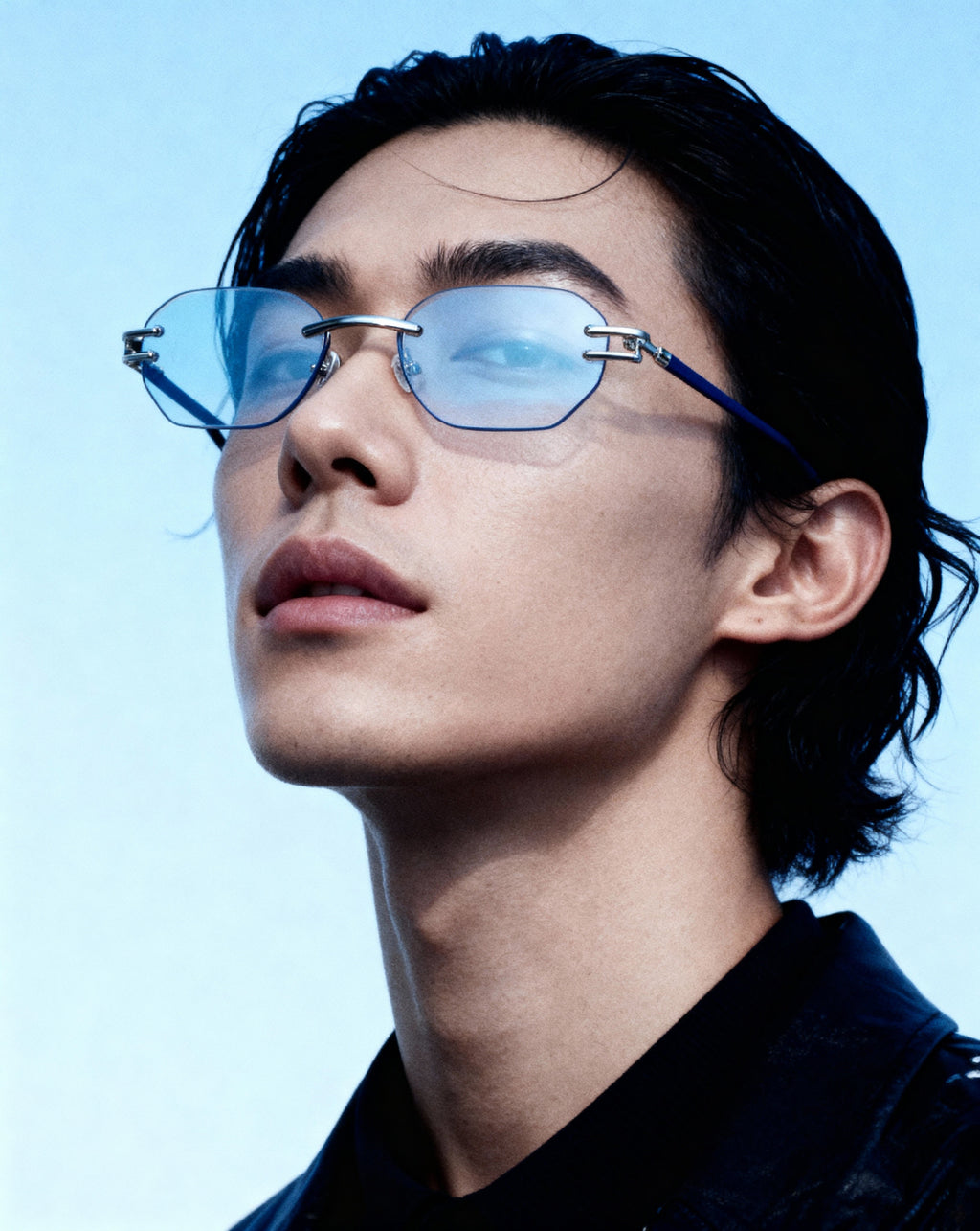 Carter Bleu 54mm Rimless Sunglasses | Blue