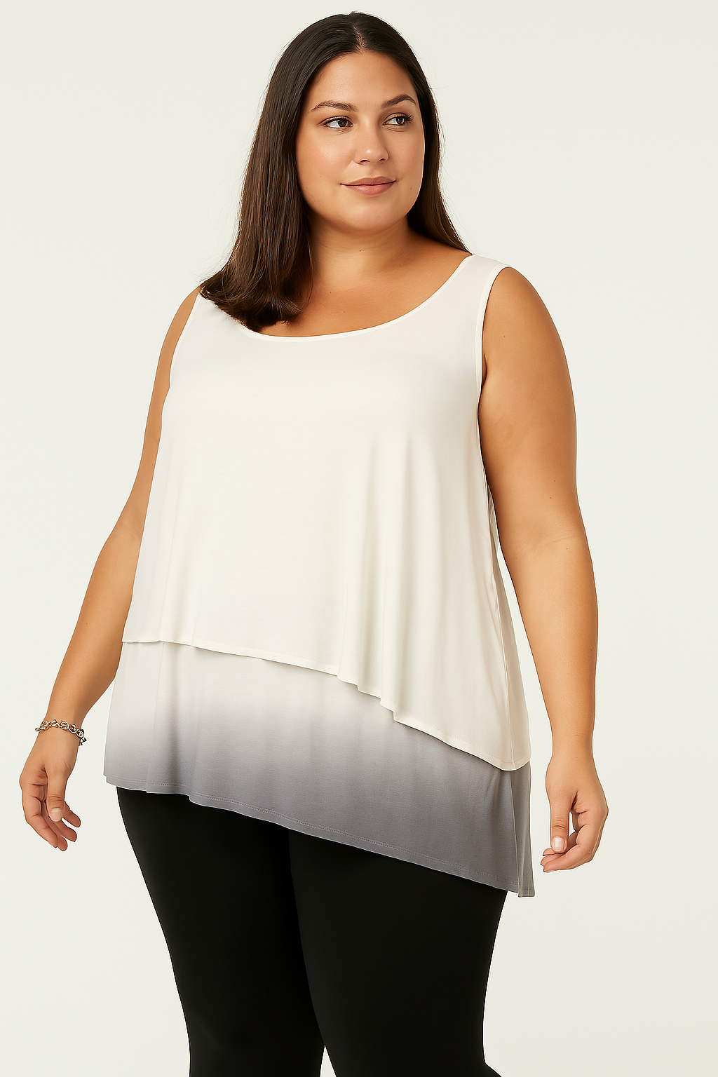 Joseph A 155603 Womens Asymmetric Dip Dye Tank Top