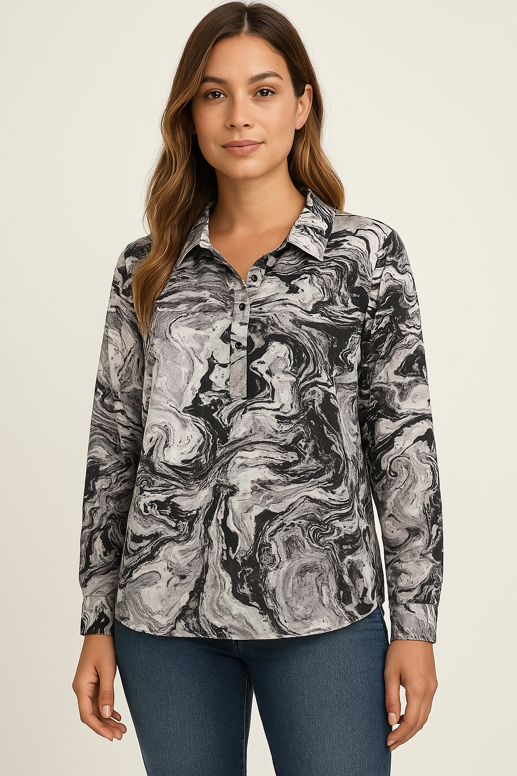 Love Fire Plus Size Tie-Dye Printed Polo Shirt