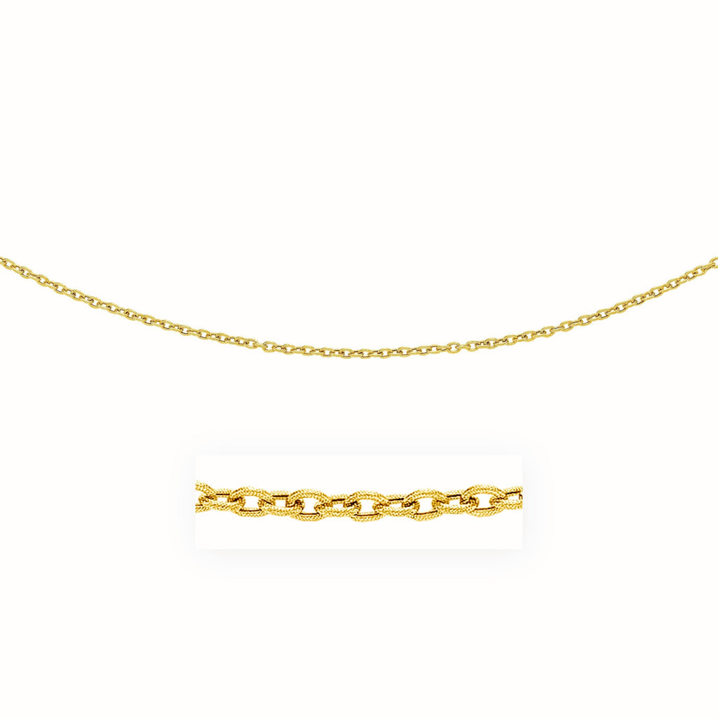 14k Yellow Gold Pendant Chain with Textured Links (3.3 mm)