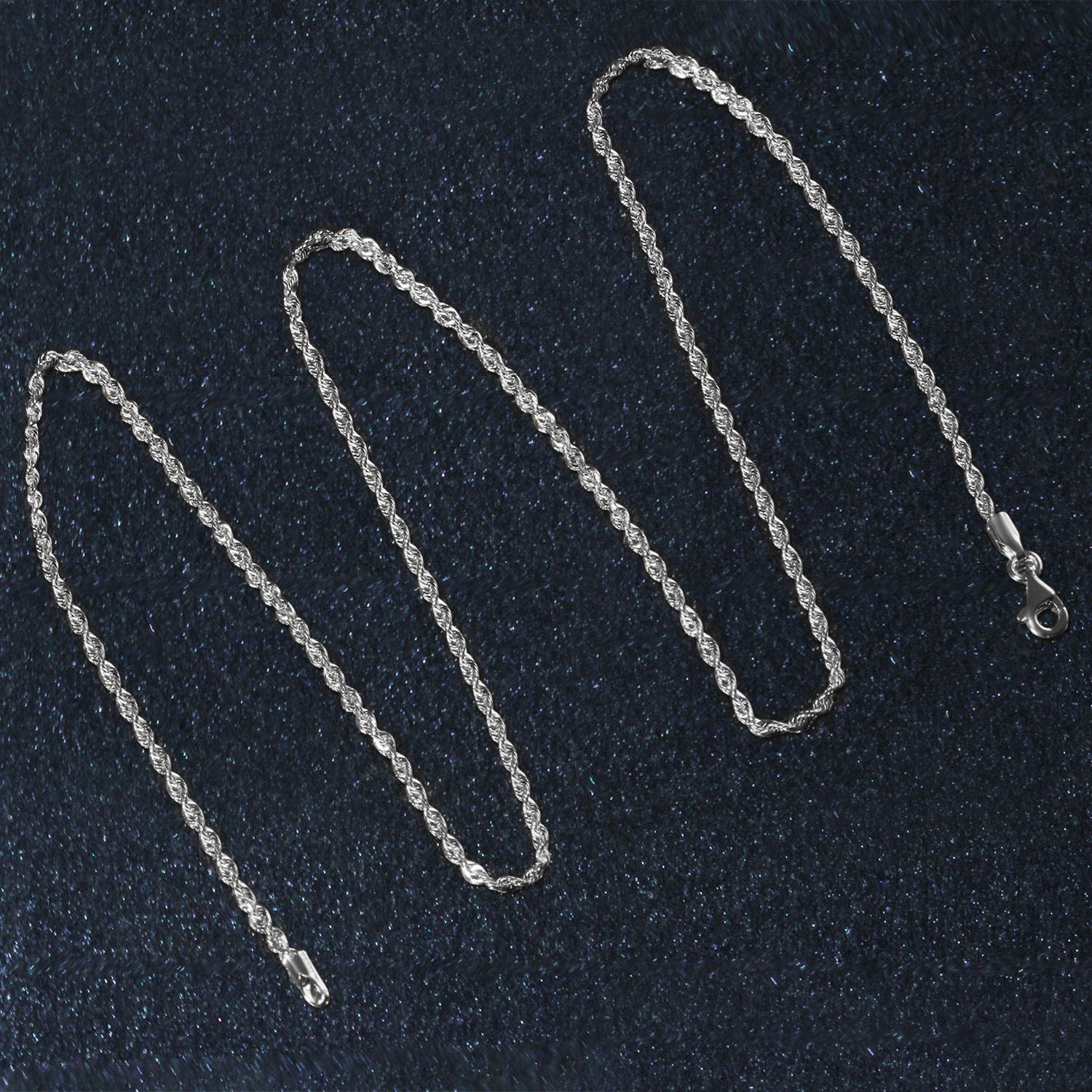 14k White Gold Solid Diamond Cut Rope Chain (1.80 mm)