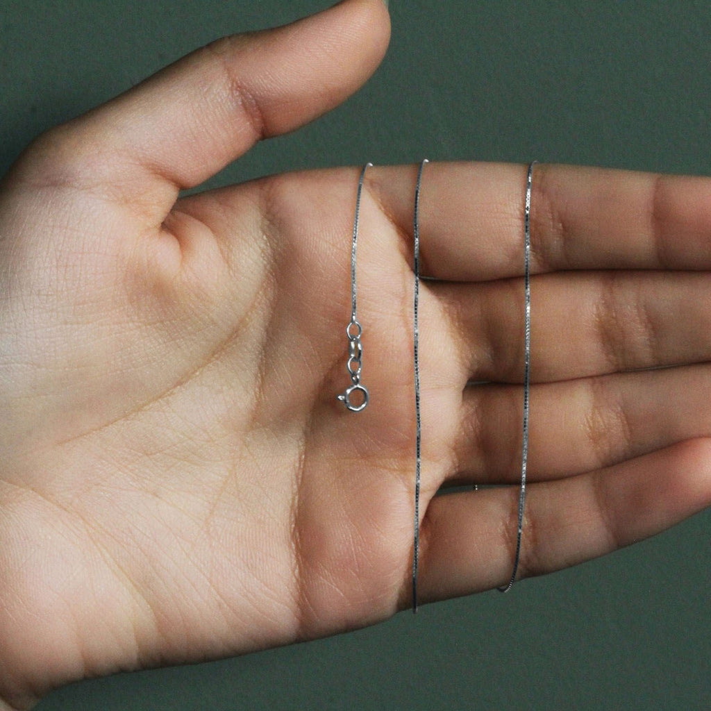 14k White Gold Classic Box Chain (0.60 mm)