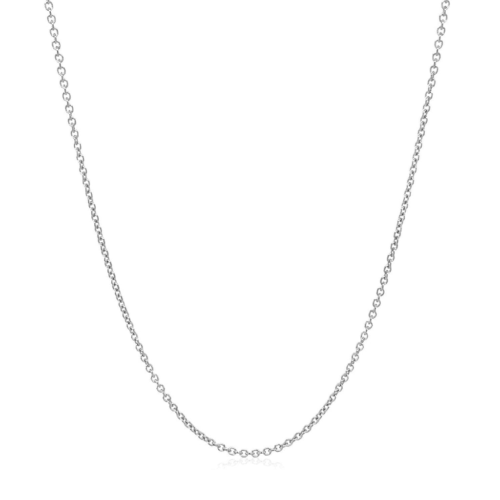 14k White Gold Oval Cable Link Chain (1.20 mm)