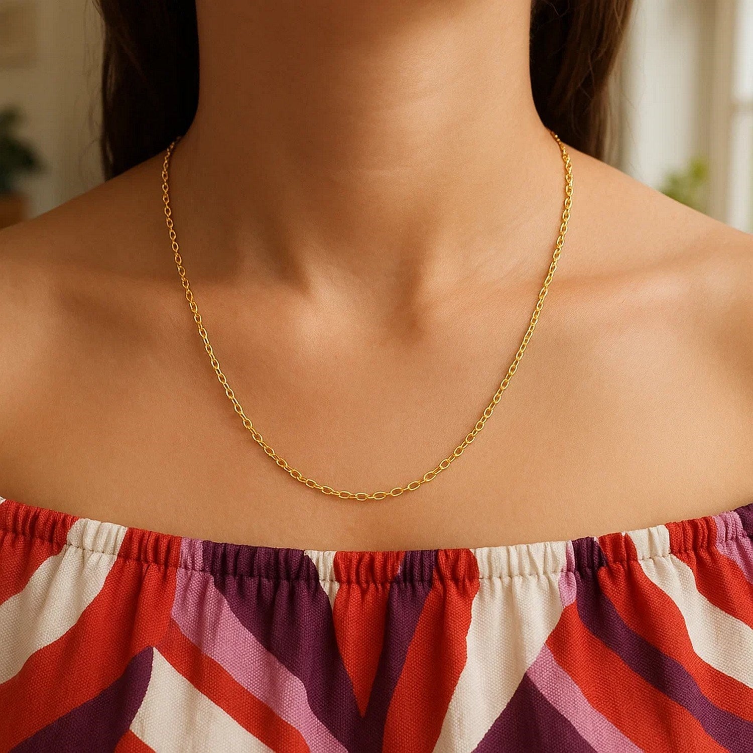 14k Yellow Gold Round Cable Link Chain (1.50 mm)