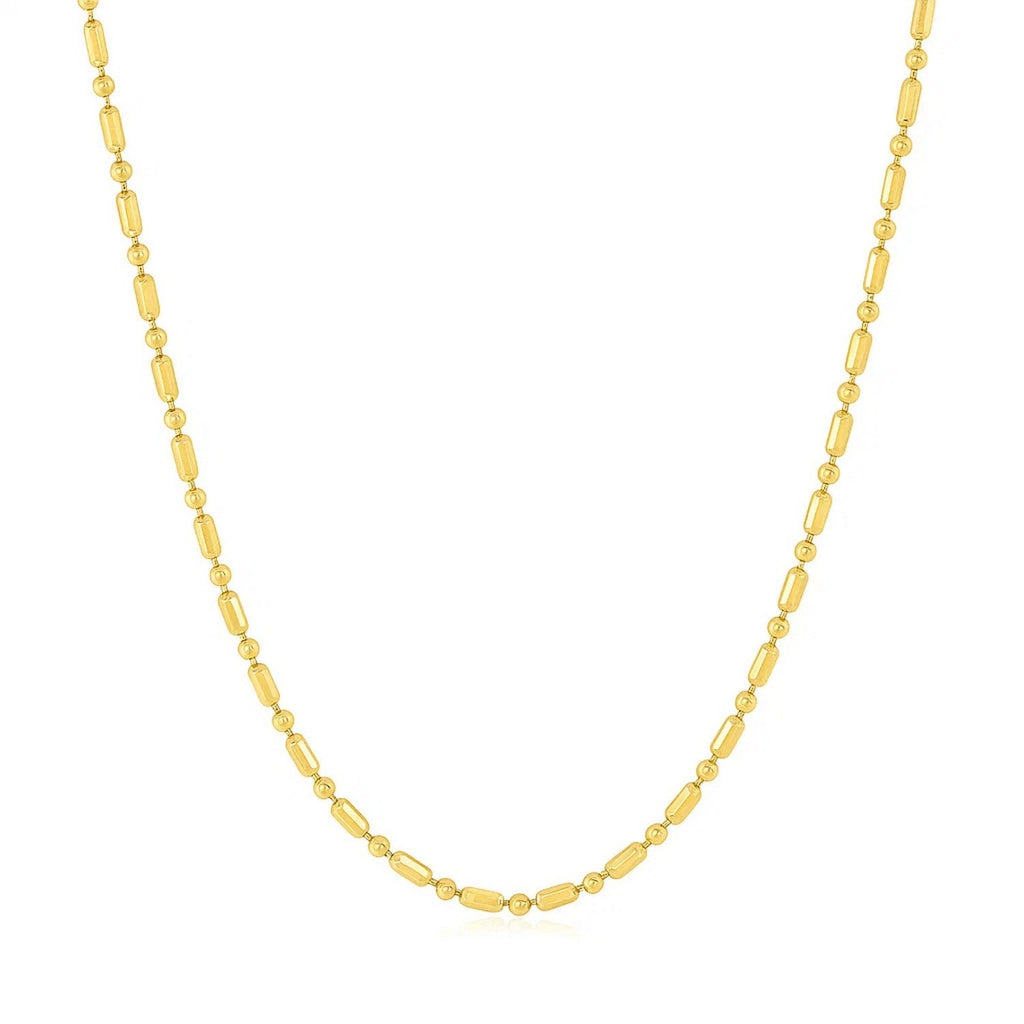 14k Yellow Gold Diamond-Cut Alternating Bead Chain (1.30 mm)