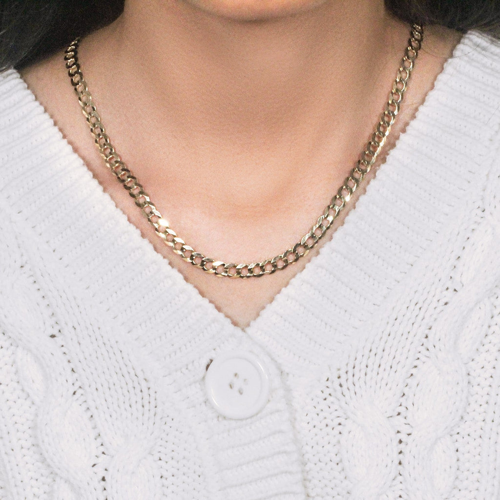 14k Yellow Gold Solid Curb Chain (5.70 mm)