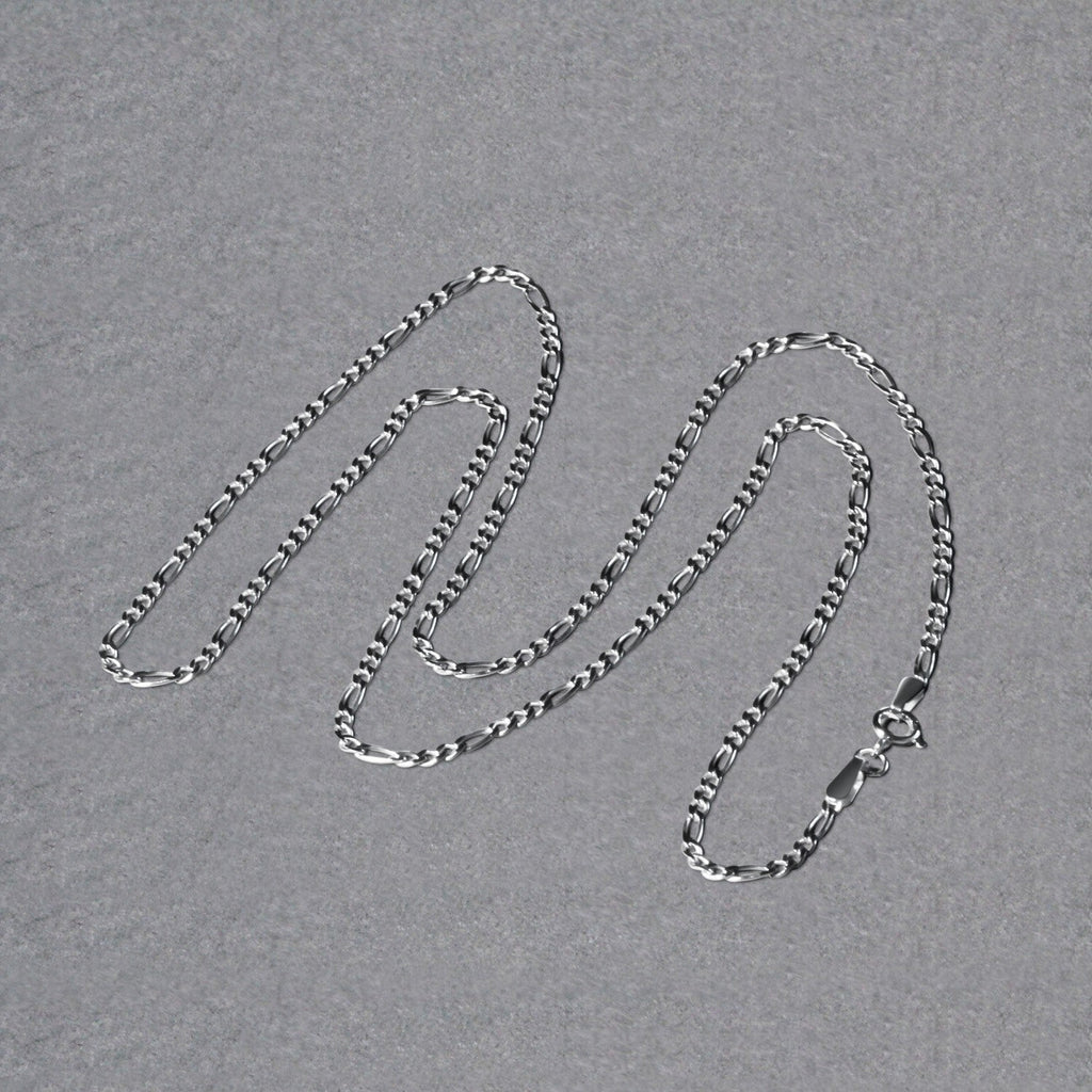 14k White Gold Solid Figaro Chain (1.90 mm)