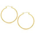 14k Yellow Gold Fancy Diamond Cut Extra Large Hoop Earrings (2x45mm)