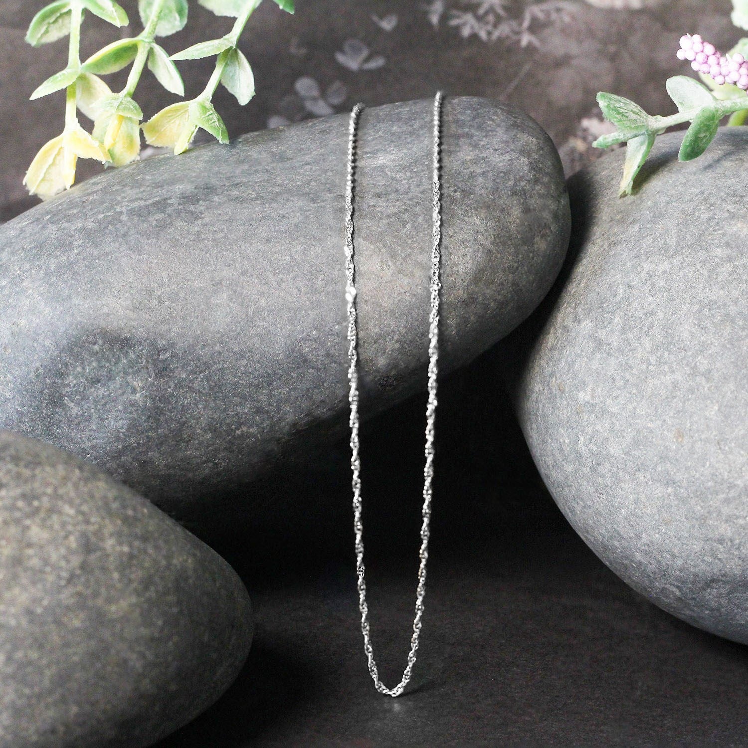 14k White Gold Singapore Chain (1.10 mm)