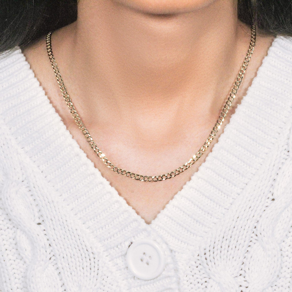 14k Yellow Gold Solid Curb Chain (3.60 mm)