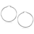 14k White Gold Polished Hoop Earrings (3x50mm)