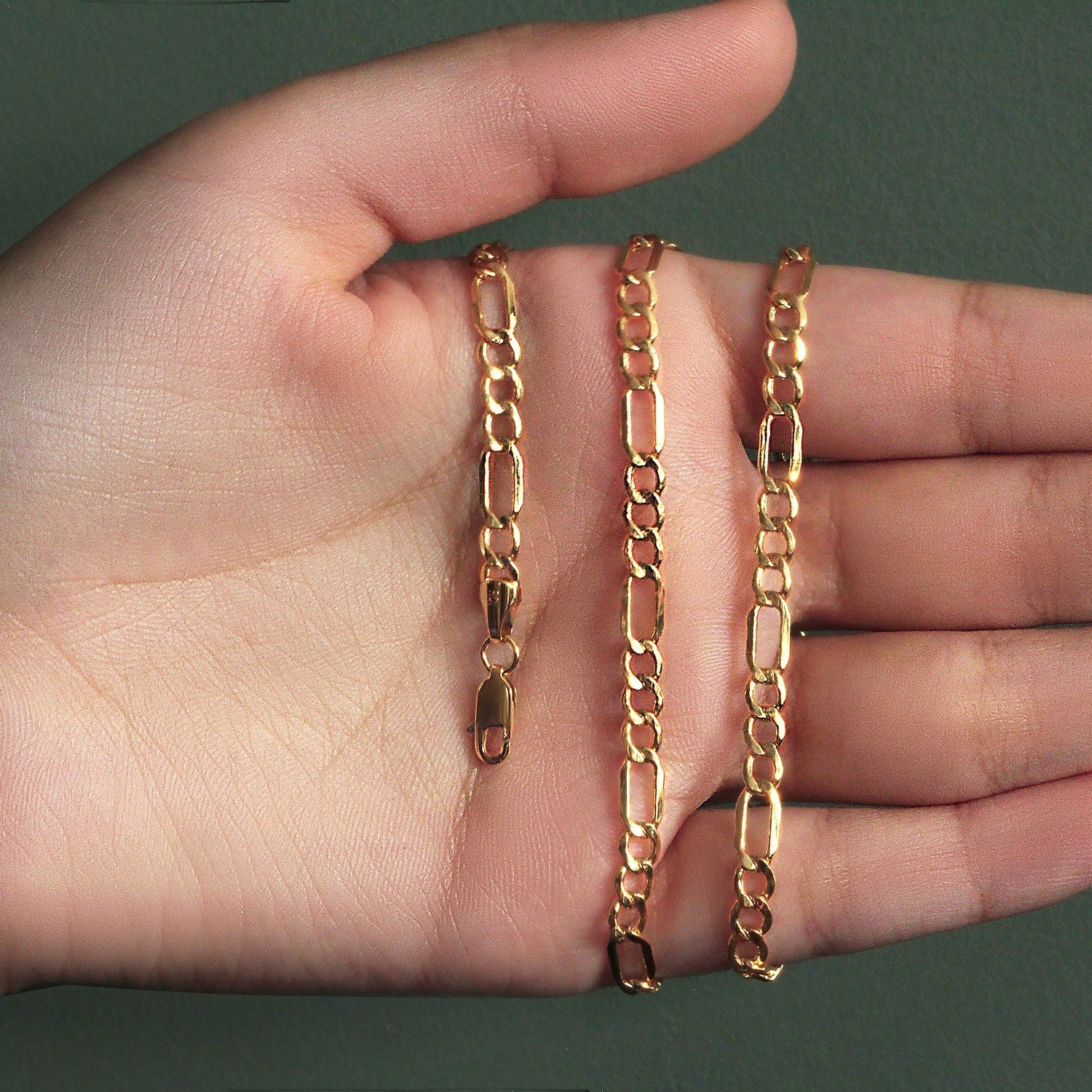 14k Yellow Gold Lite Figaro Chain (4.70 mm)