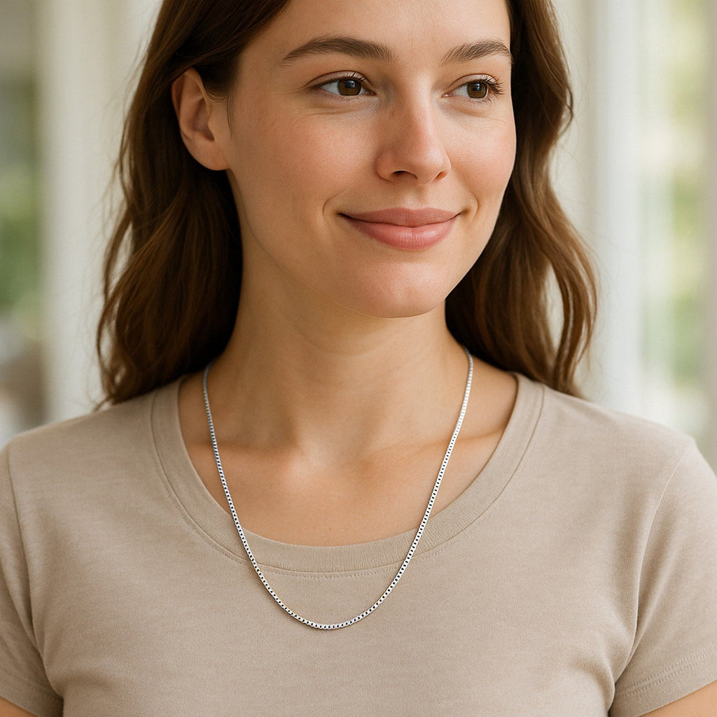14k White Gold Classic Box Chain (1.4 mm)