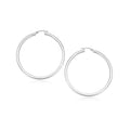 14k White Gold Polished Hoop Earrings (3x25mm)