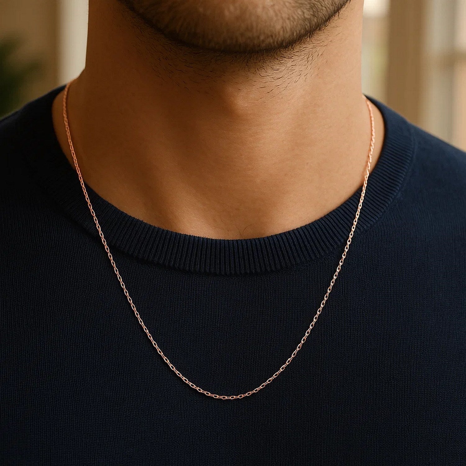 14k Rose Gold Diamond Cut Cable Link Chain (1.10 mm)