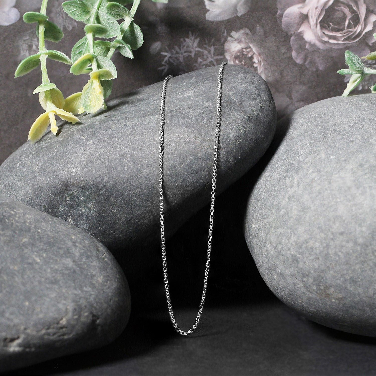 14k White Gold Diamond Cut Cable Link Chain (1.10 mm)