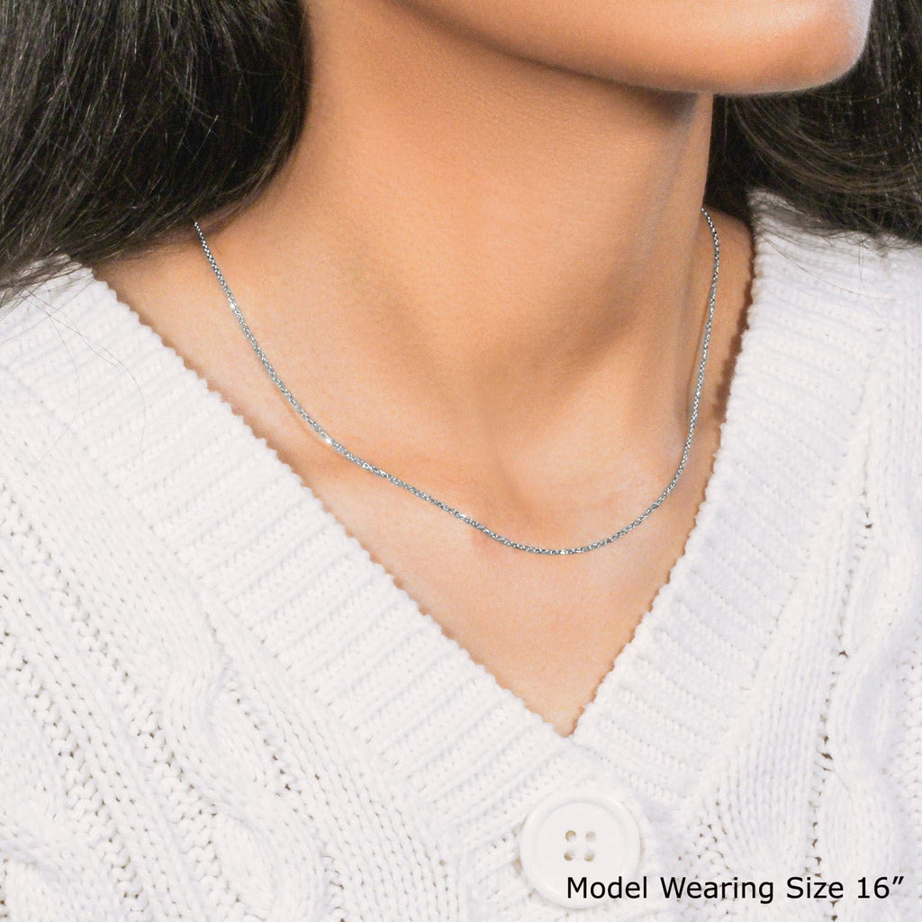 14k White Gold Diamond Cut Cable Link Chain (1.10 mm)