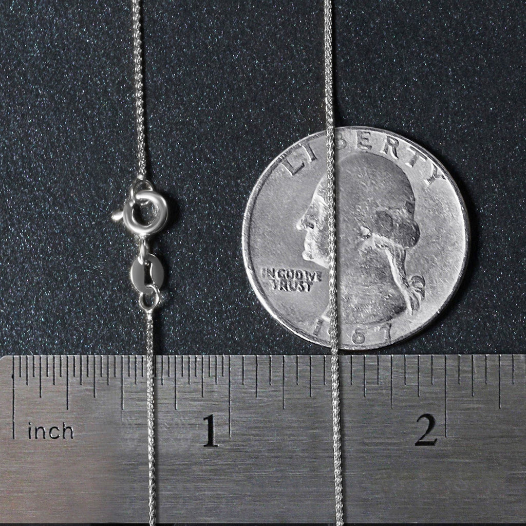 14k White Gold Diamond Cut Round Wheat Chain (0.60 mm)