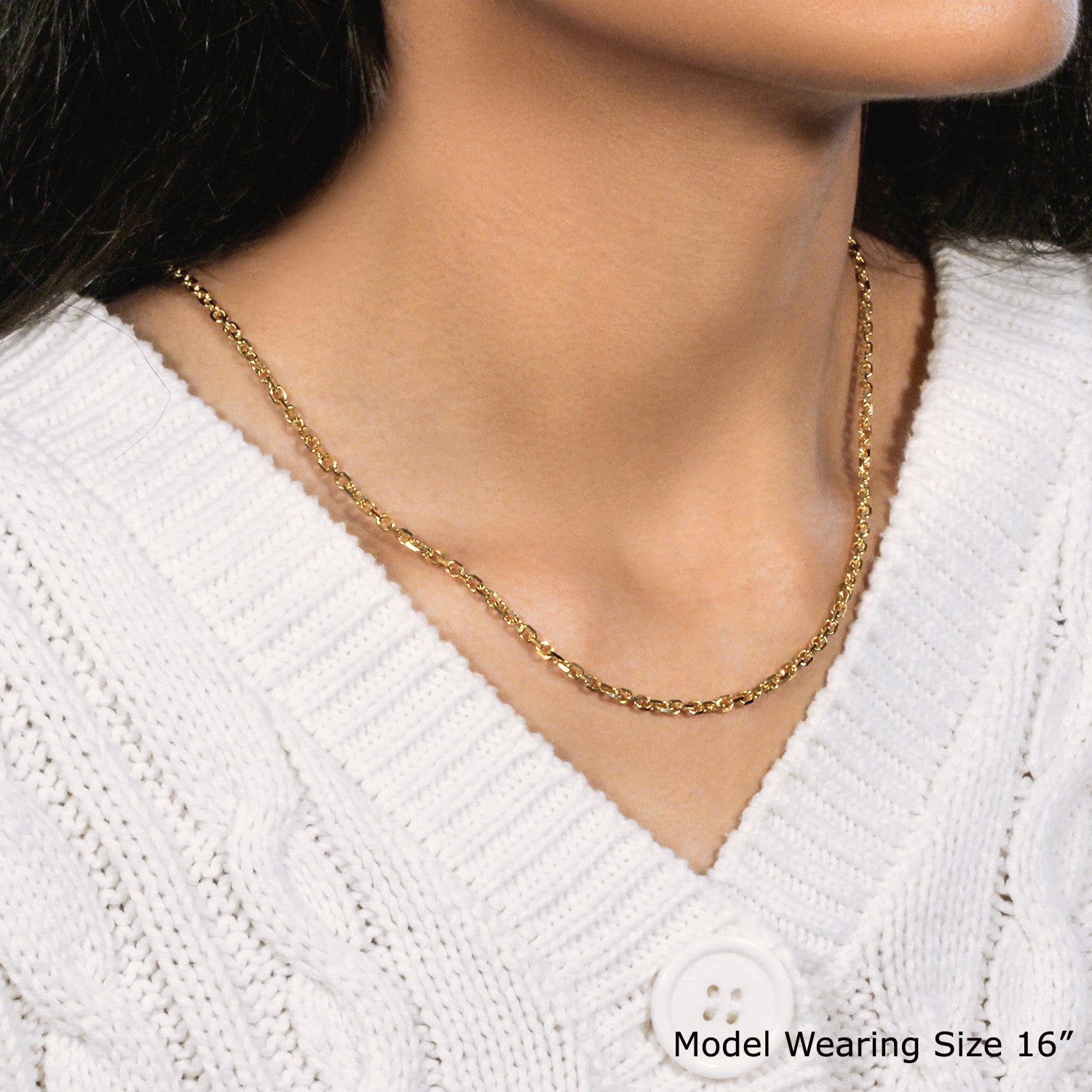 14k Yellow Gold Diamond Cut Cable Link Chain (3.0 mm)