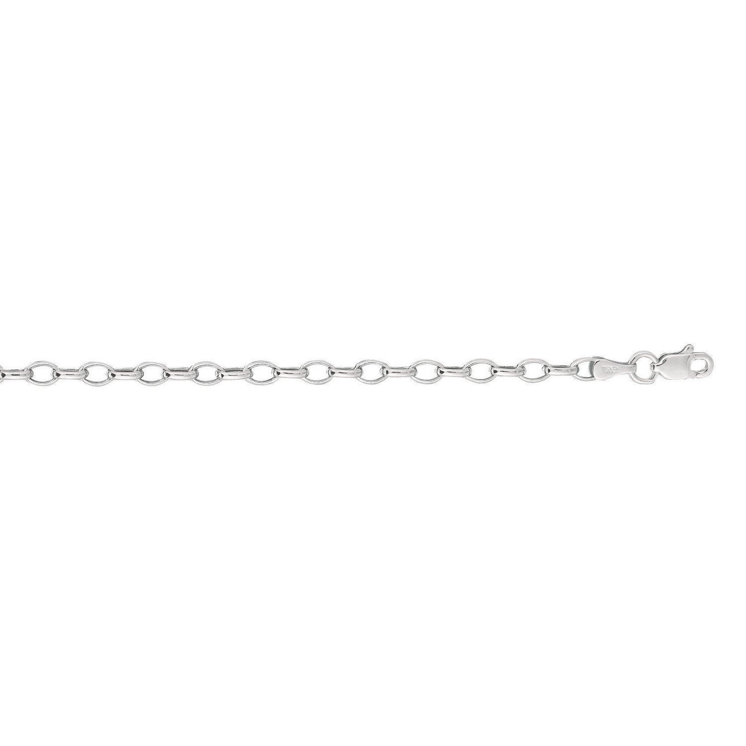 3.2mm 14k White Gold Oval Rolo Chain (3.20 mm)