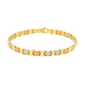 14k Tri-Color Gold Fancy Satin Heart Line Bracelet (6.35 mm)
