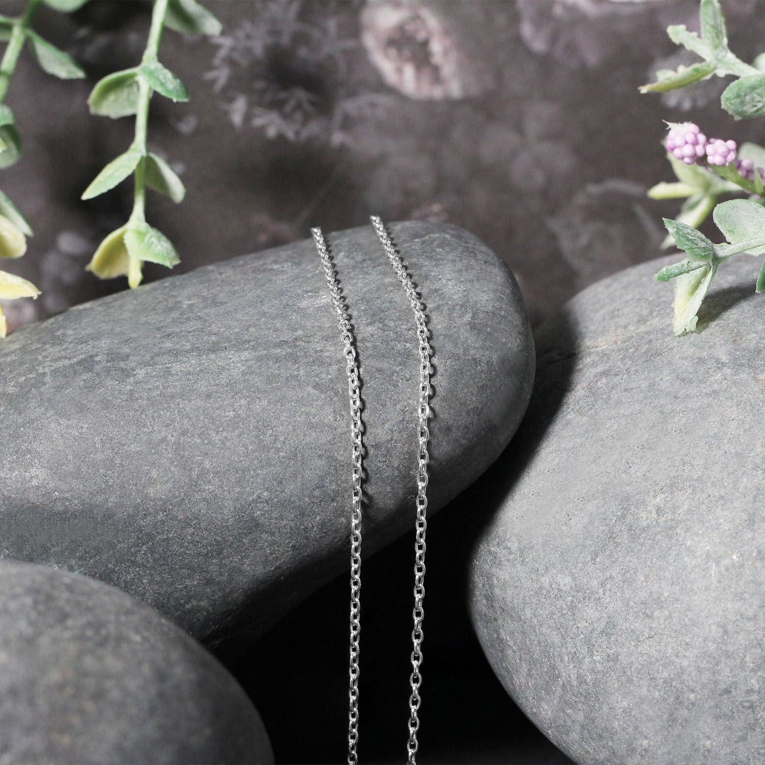 14k White Gold Round Cable Link Chain (1.50 mm)