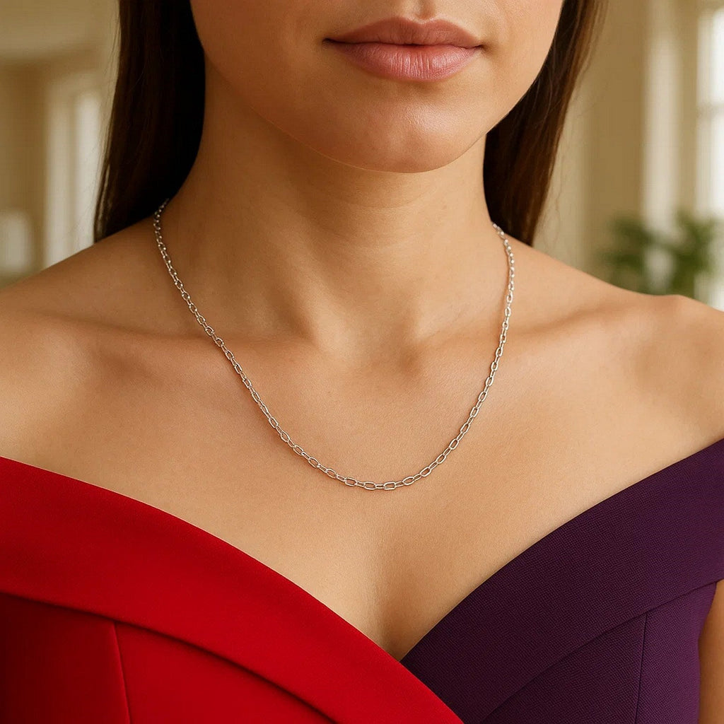 14k White Gold Round Cable Link Chain (1.50 mm)