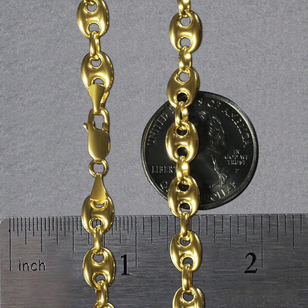 14k Yellow Gold Puffed Mariner Link Chain (6.80 mm)