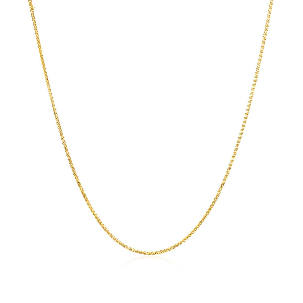 14k Yellow Gold Diamond Cut Round Wheat Chain 0.6mm