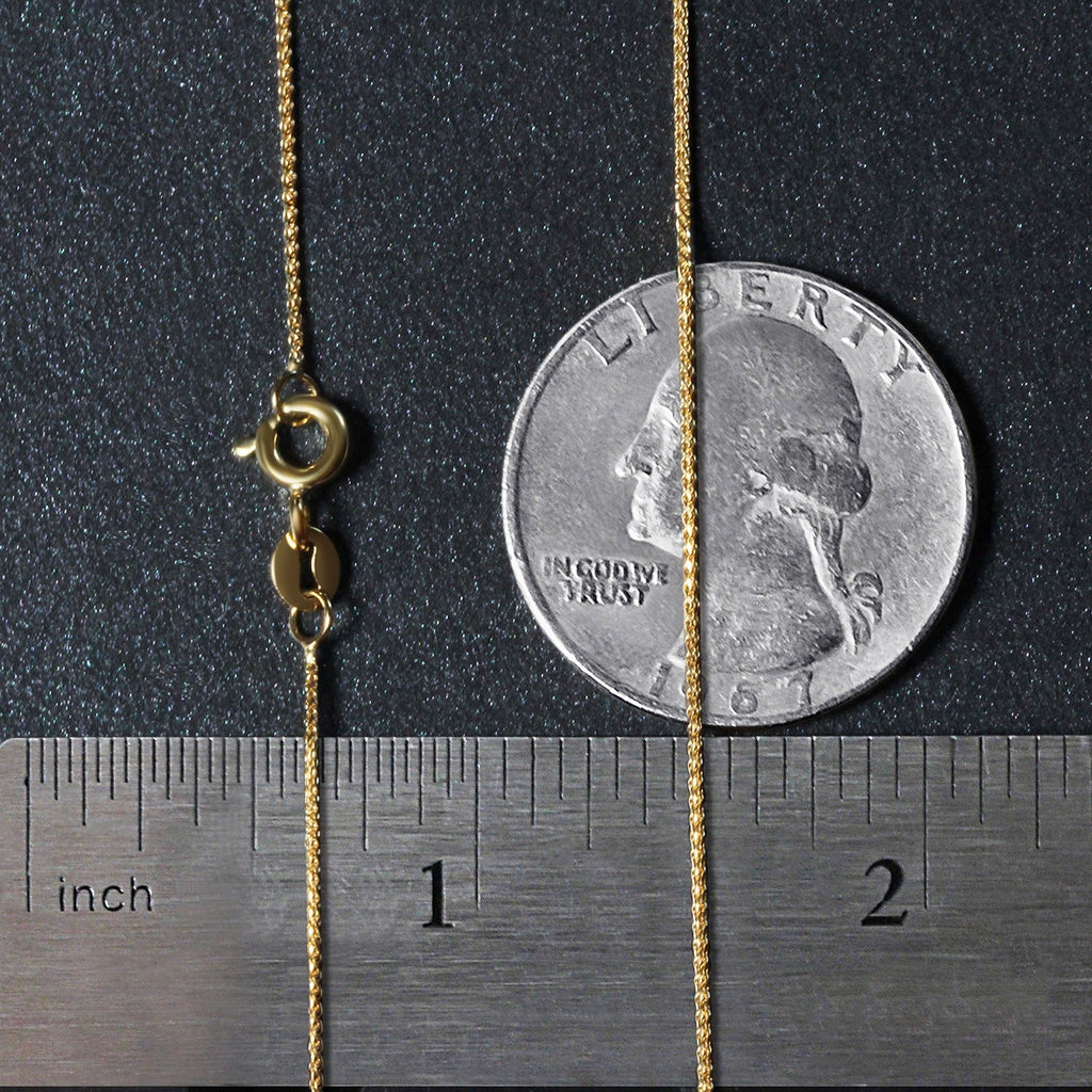 14k Yellow Gold Diamond Cut Round Wheat Chain (0.60 mm)