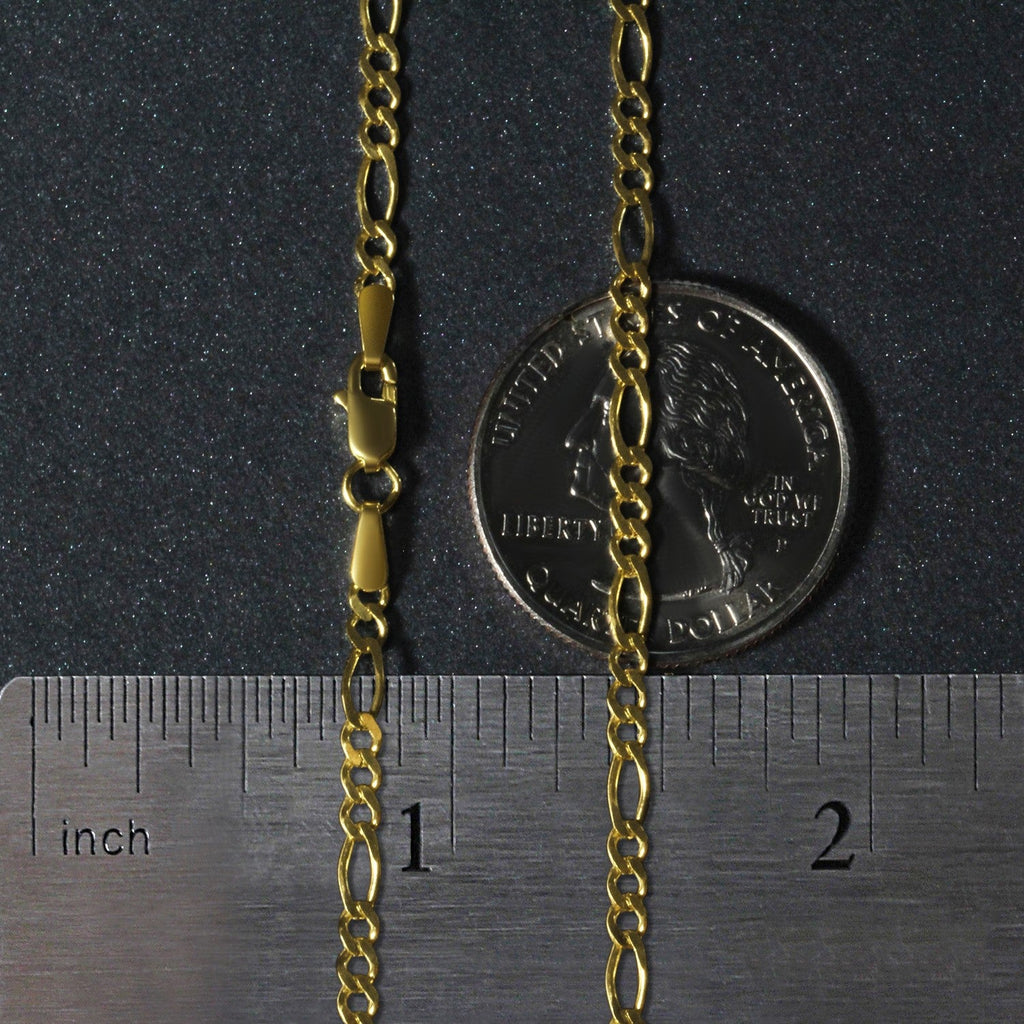 14k Yellow Gold Solid Figaro Chain (2.80 mm)