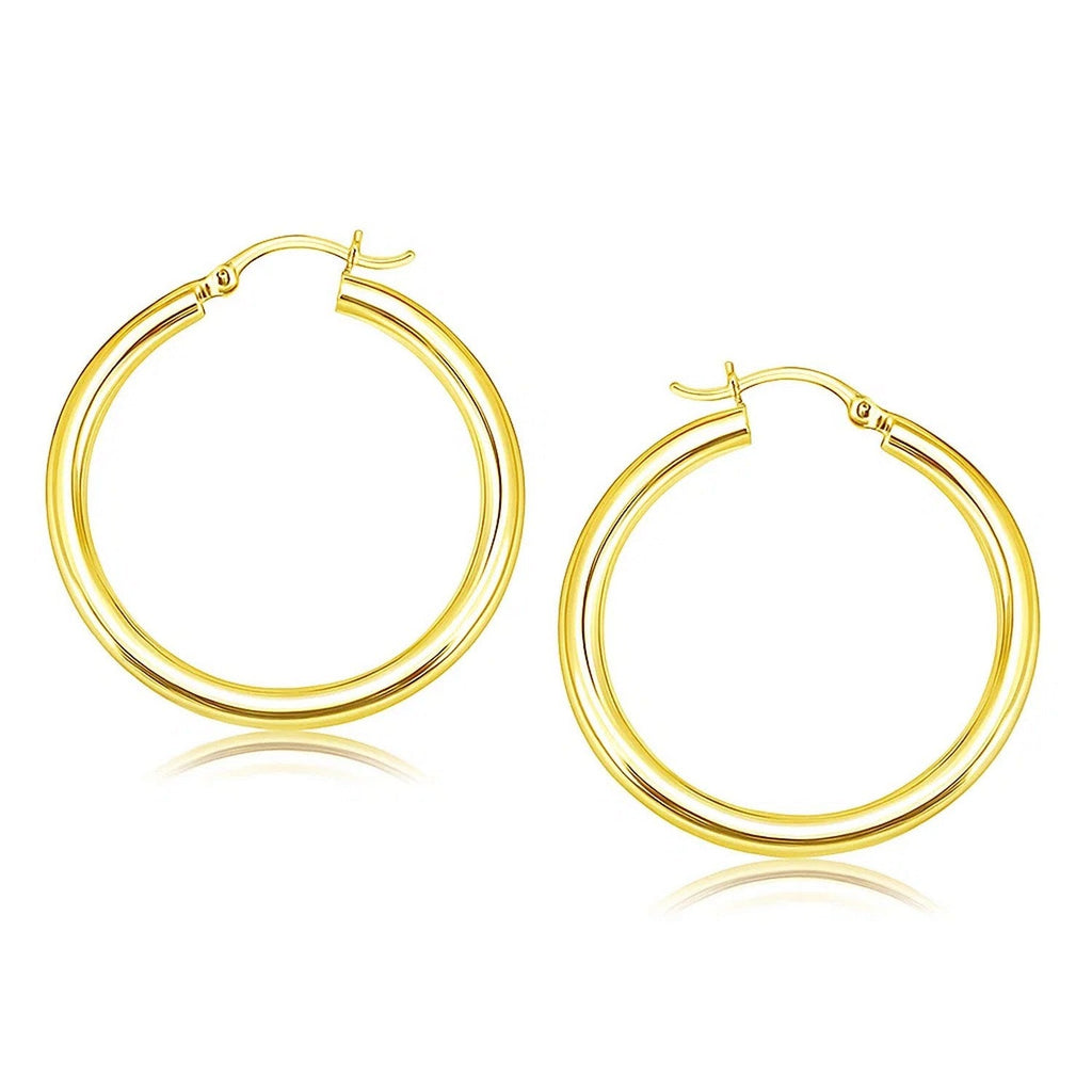 14k Yellow Gold Polished Hoop Earrings (4x40mm)