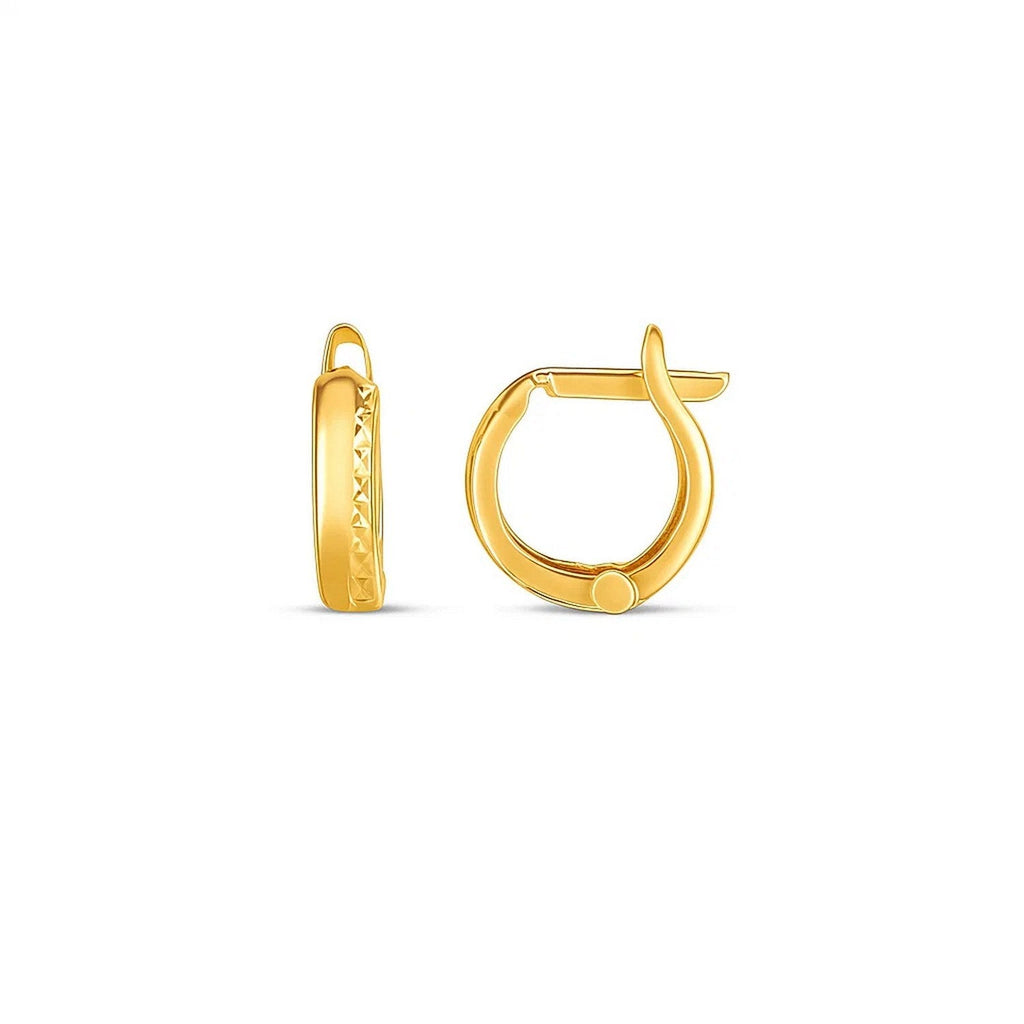 14k Yellow Gold Textured Huggie Hoops(3x10mm)