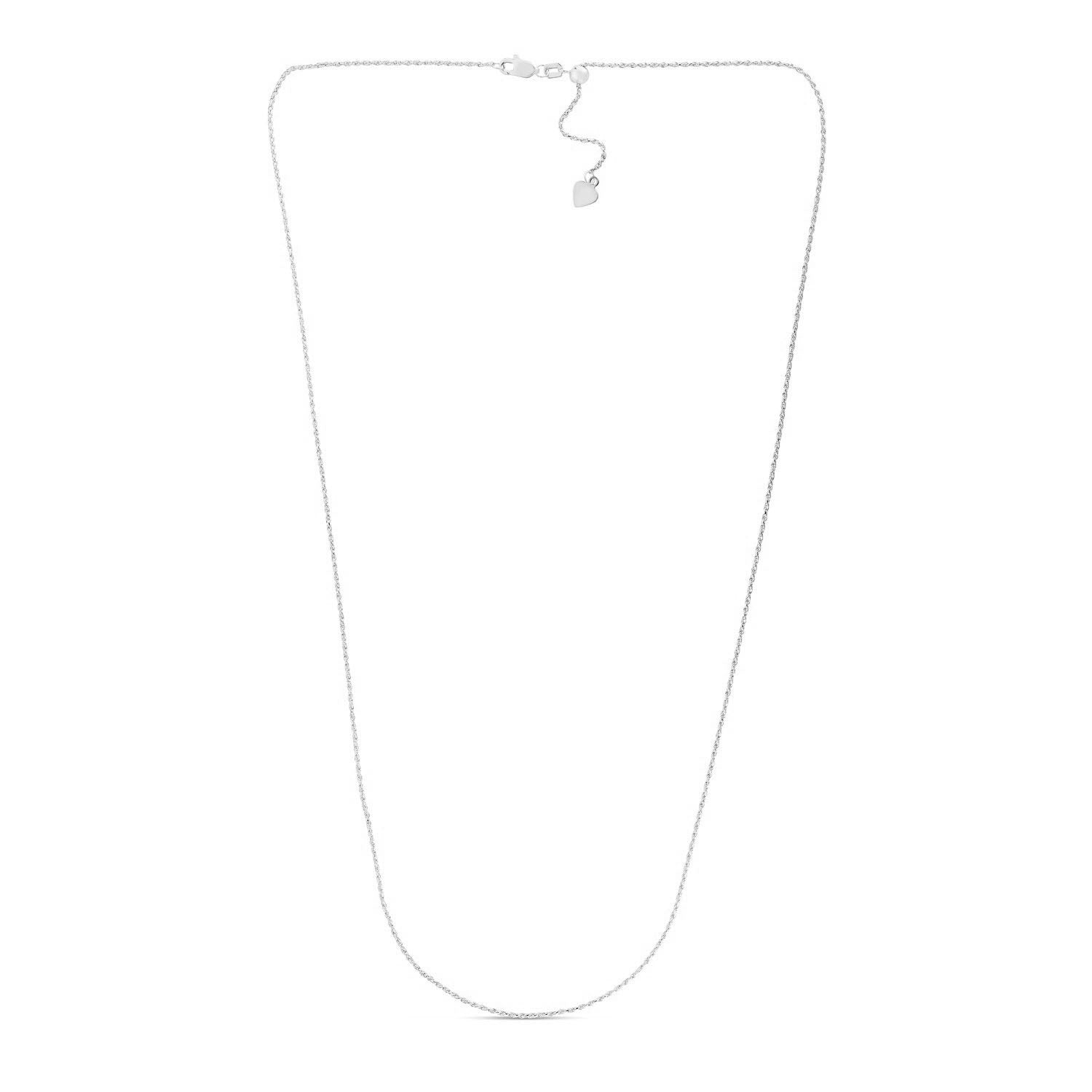 14k White Gold Adjustable Rope Chain (0.95 mm)
