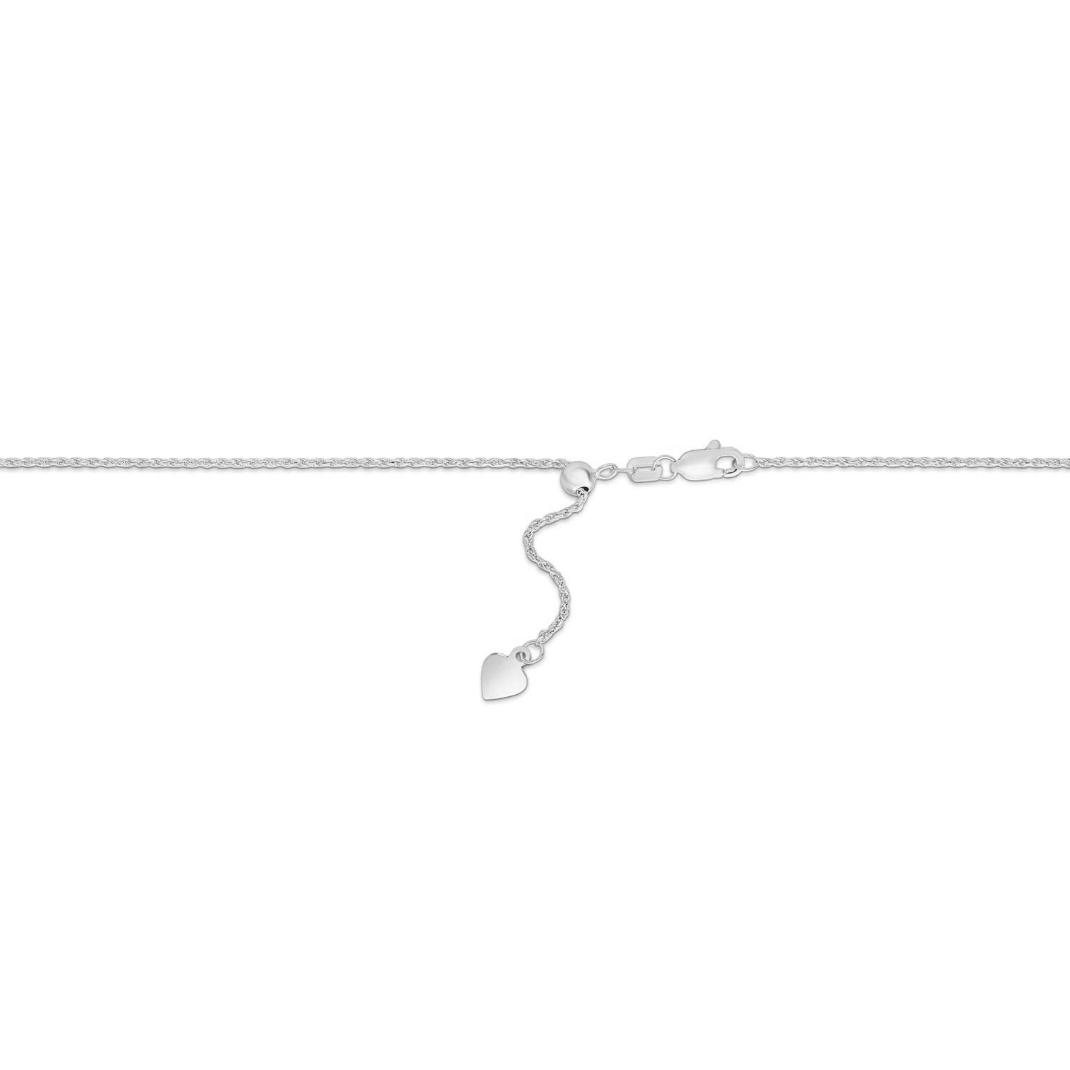 14k White Gold Adjustable Rope Chain (0.95 mm)