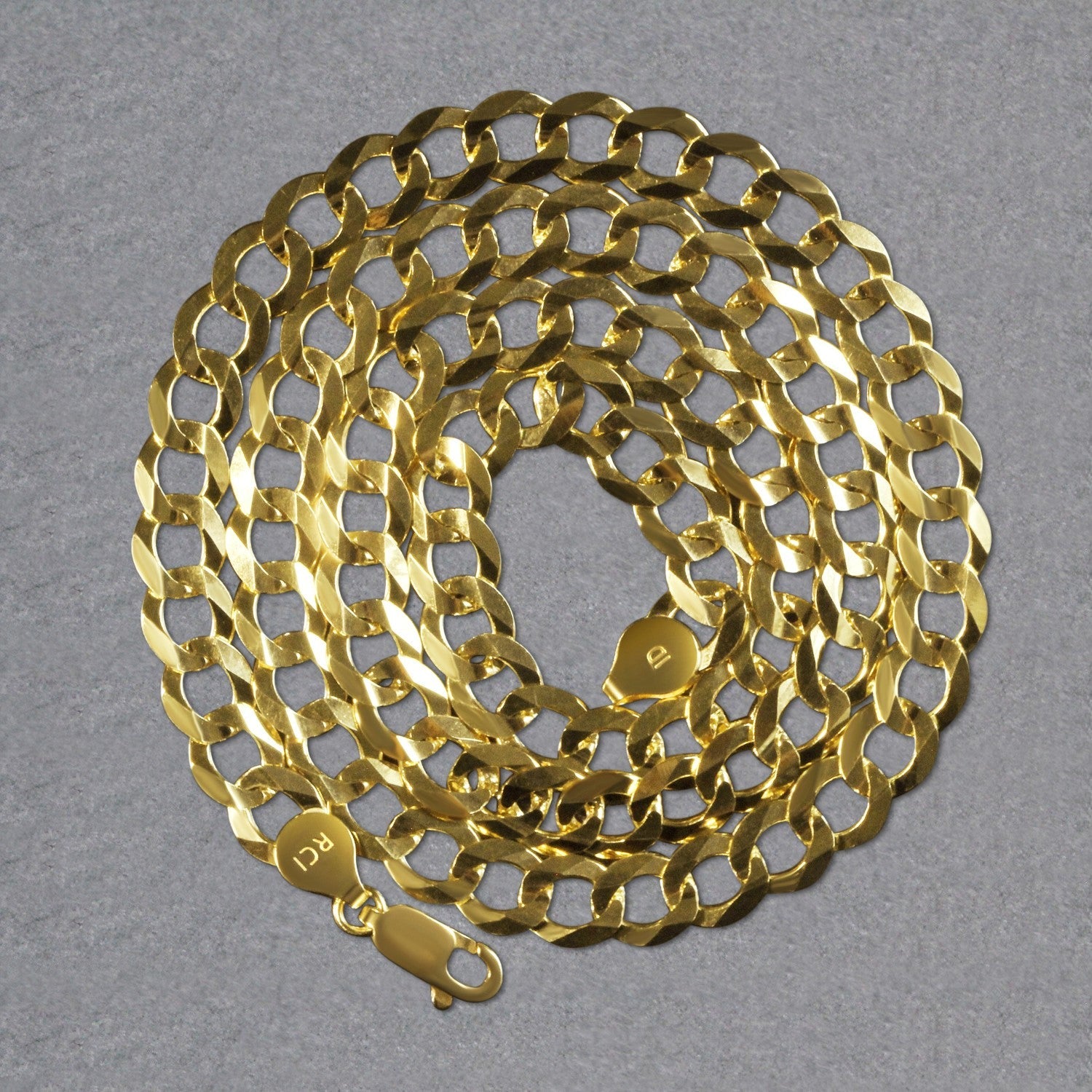 14k Yellow Gold Solid Curb Chain (7.00 mm)