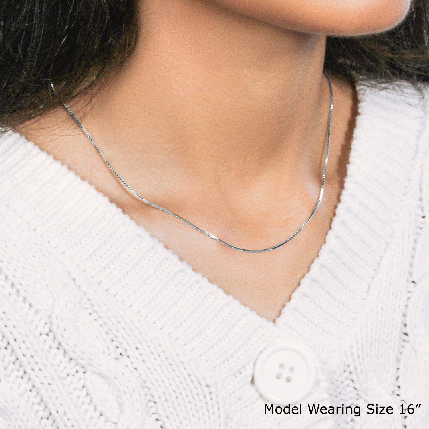 14k White Gold Classic Box Chain (0.85 mm)