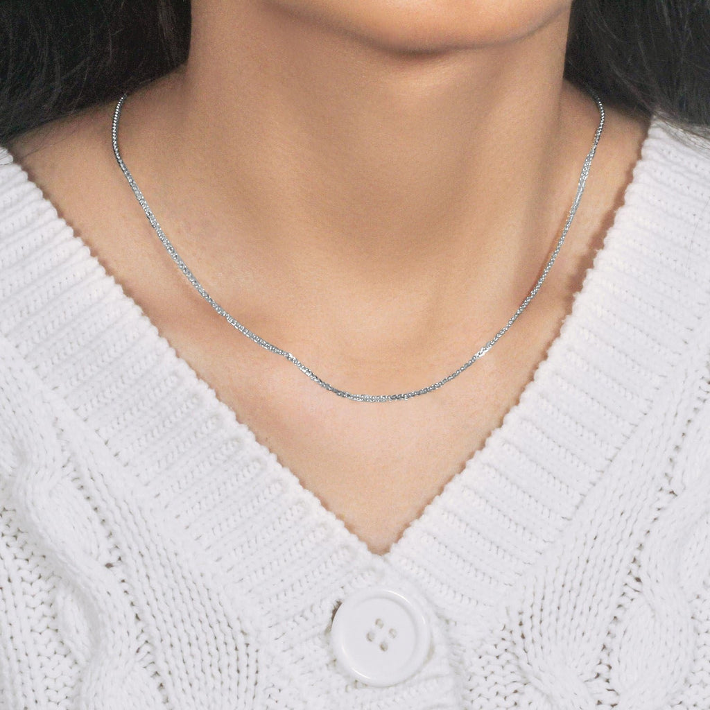 14k White Gold Square Wheat Chain (1.80 mm)