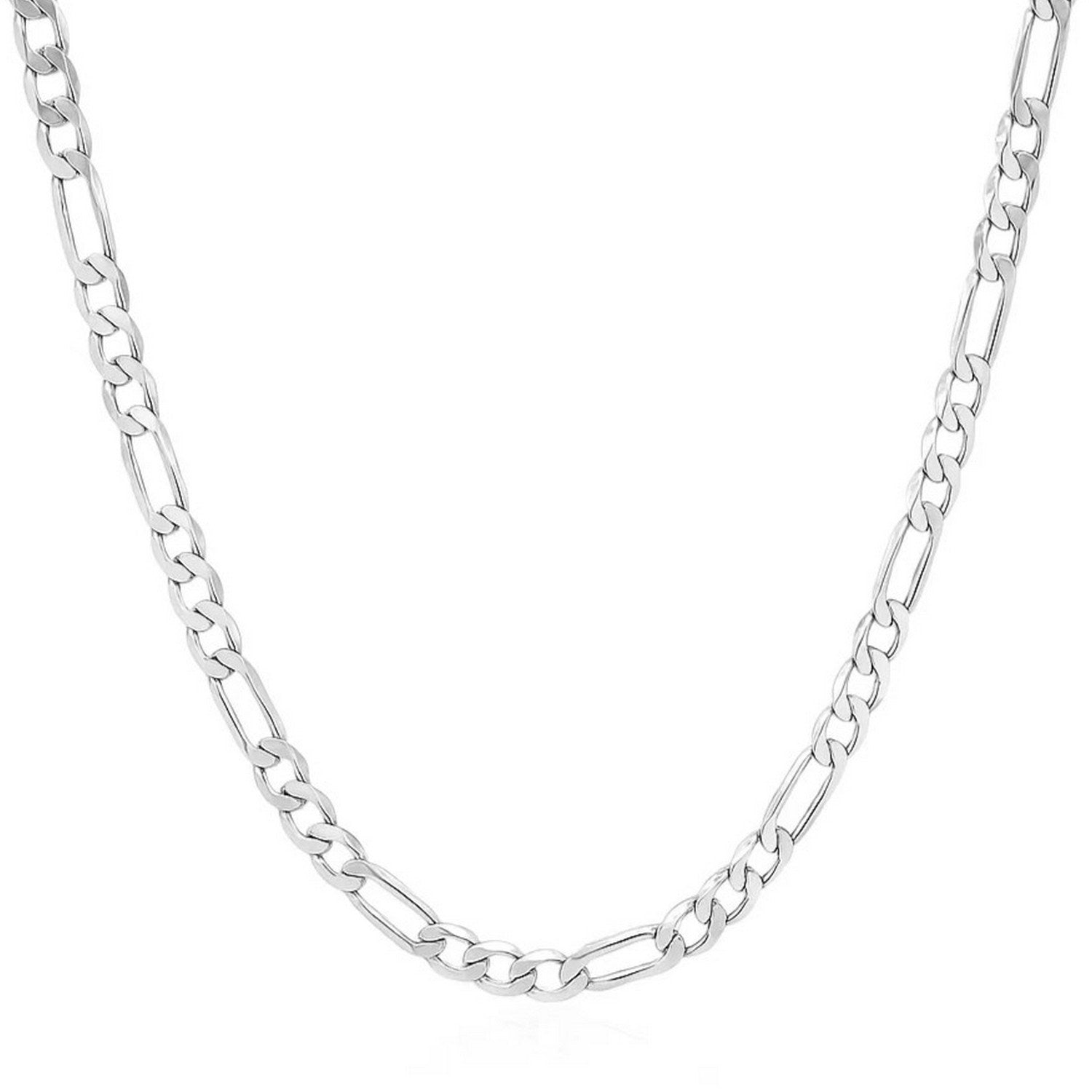 14k White Gold Solid Figaro Chain (3.80 mm)