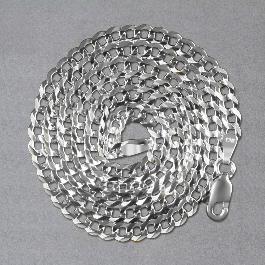 14k White Gold Solid Curb Chain (3.60 mm)