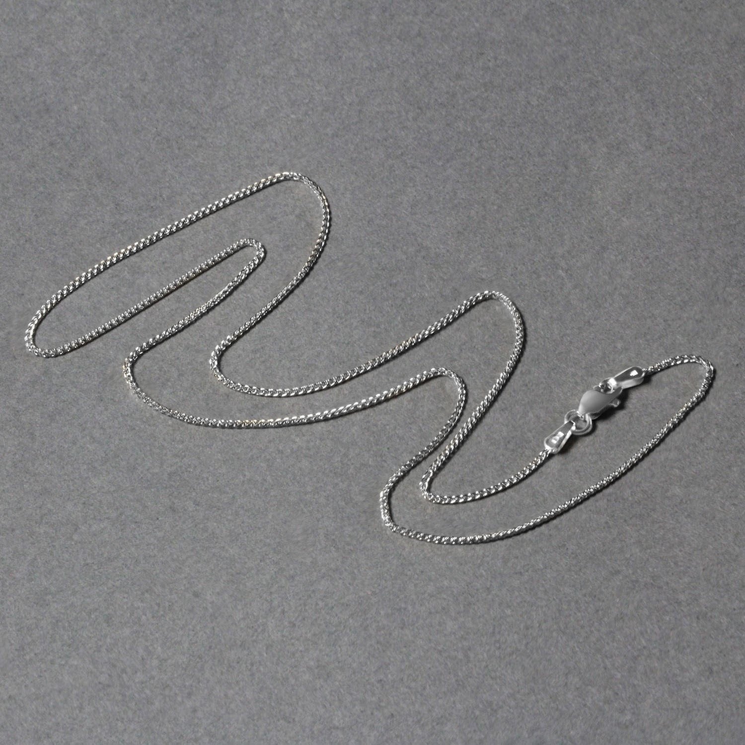 14k White Gold Diamond Cut Round Wheat Chain (1.00 mm)