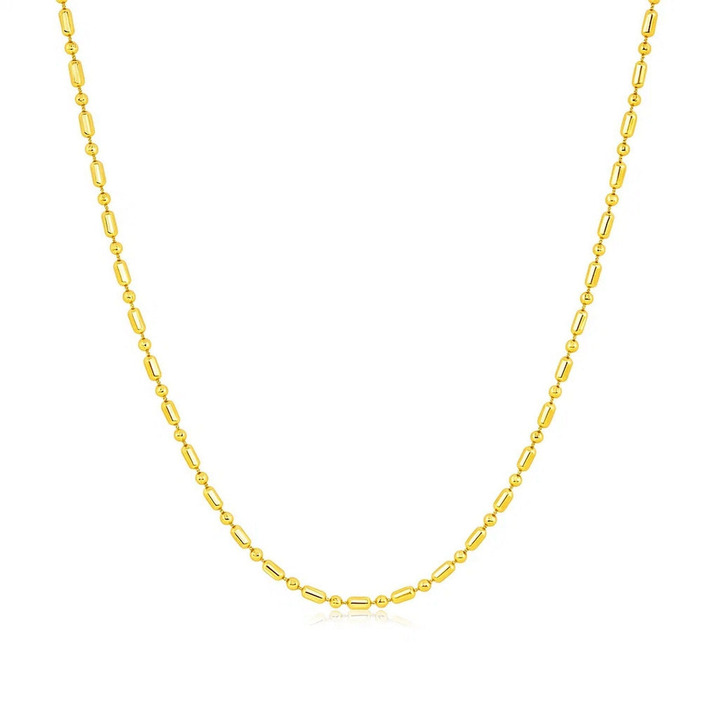 14k Yellow Gold Diamond-Cut Alternating Bead Chain (1.10 mm)