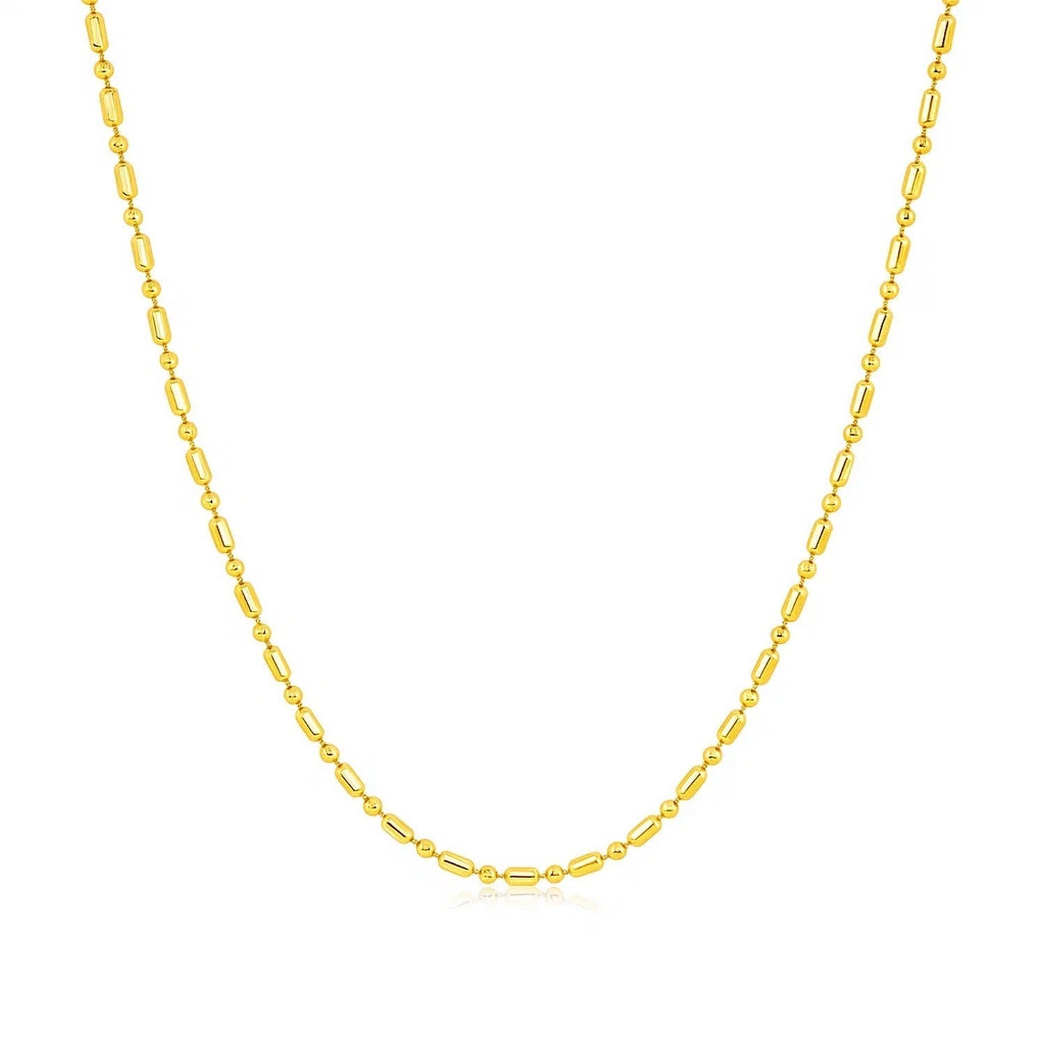 14k Yellow Gold Diamond-Cut Alternating Bead Chain (1.10 mm)