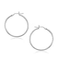 14k White Gold Polished Hoop Earrings (2x30mm)