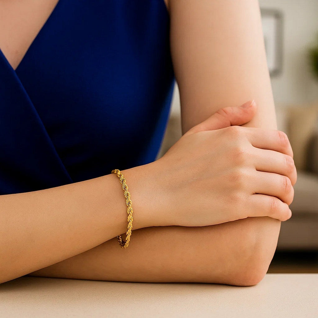 14k Yellow Gold Solid Diamond Cut Rope Bracelet (3.00 mm)