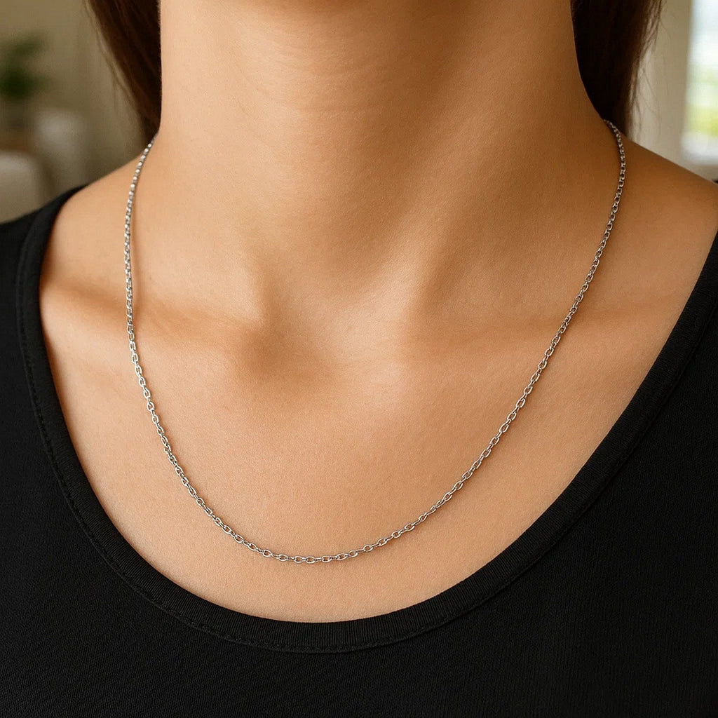 14k White Gold Diamond Cut Cable Link Chain (1.5 mm)
