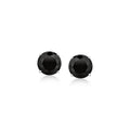 14k White Gold Stud Earrings with Black Faceted Cubic Zirconia(6mm)