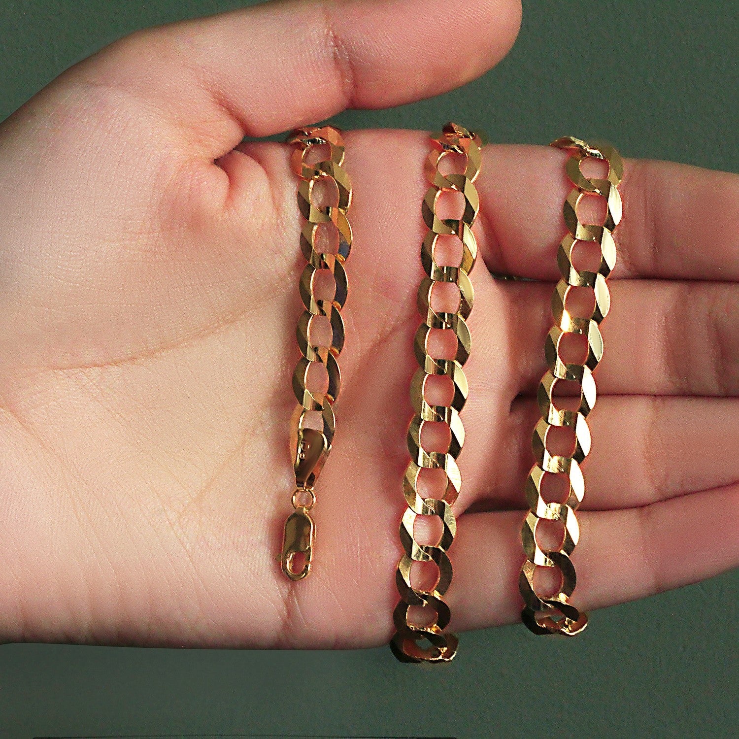 14k Yellow Gold Solid Curb Chain (8.20 mm)