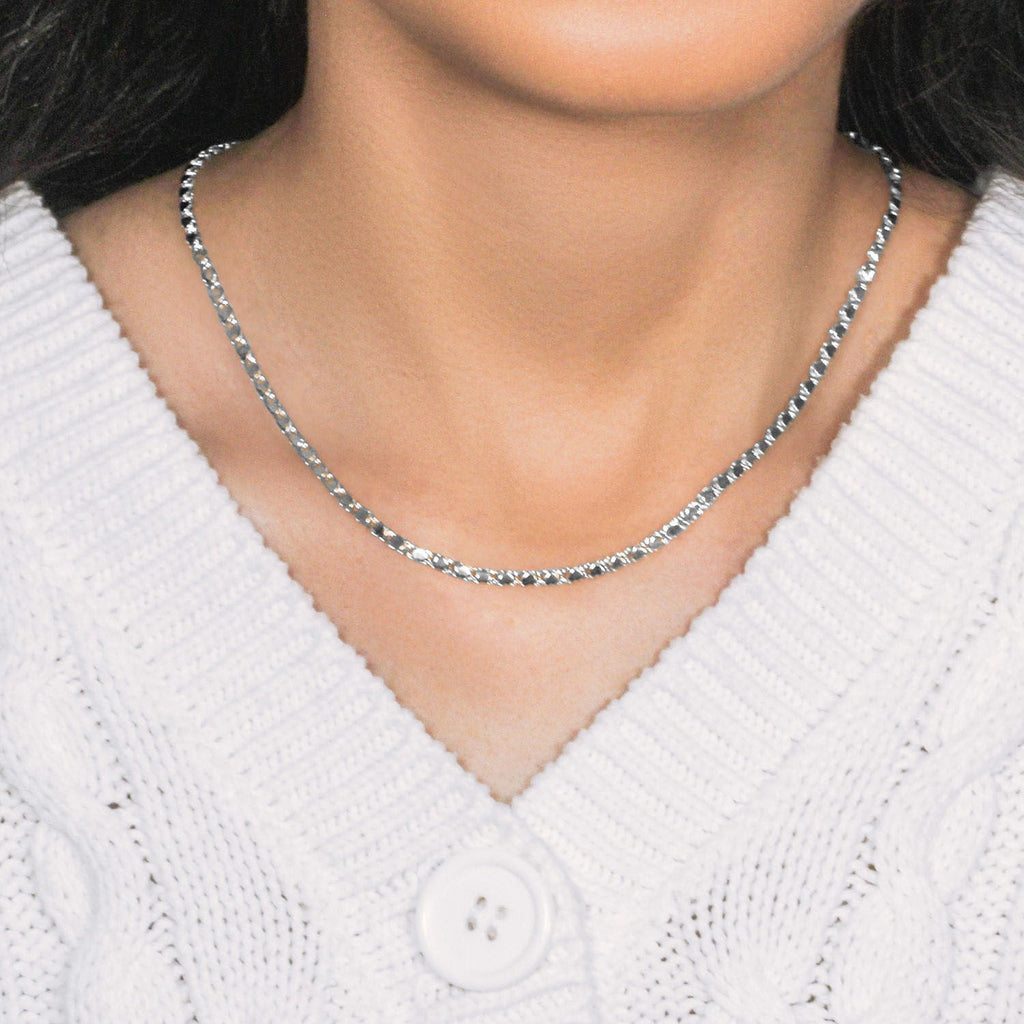 14k White Gold Heart Chain (3.00 mm)