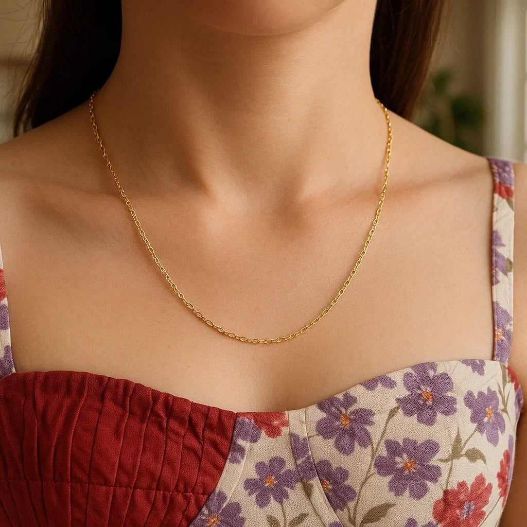 14k Yellow Gold Round Cable Link Chain (1.20 mm)